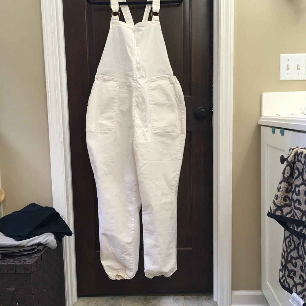 Fox White Canvas Overalls Romper Jumpsuit